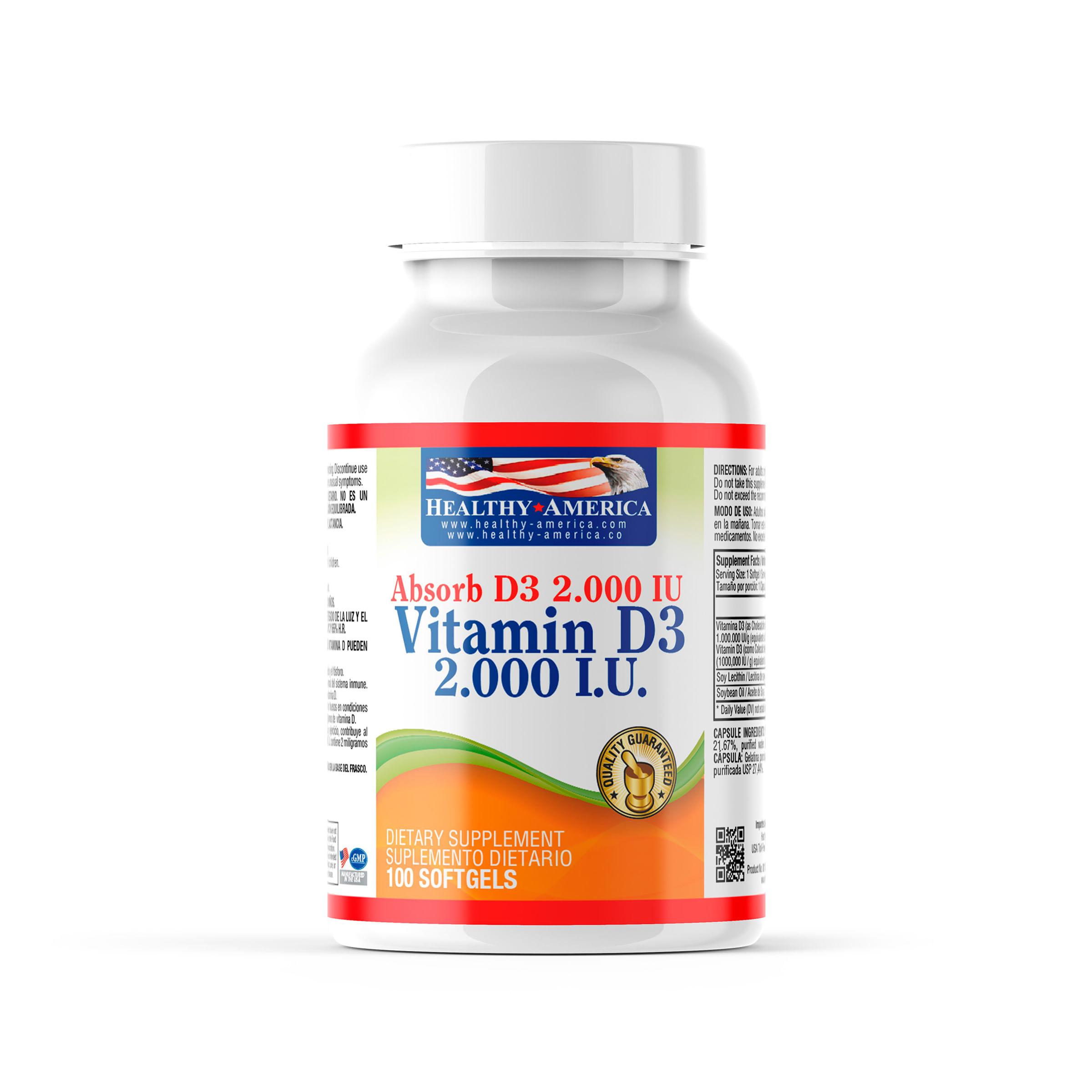 VITAMINA D3 2000IU HEALTHY AMERICA ABSORB
