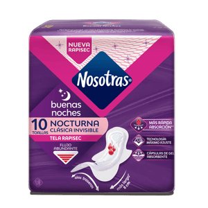 Toallas Higienicas Nosotras Buenas Noches Nocturna Clasica Invisible Tela Rapisec