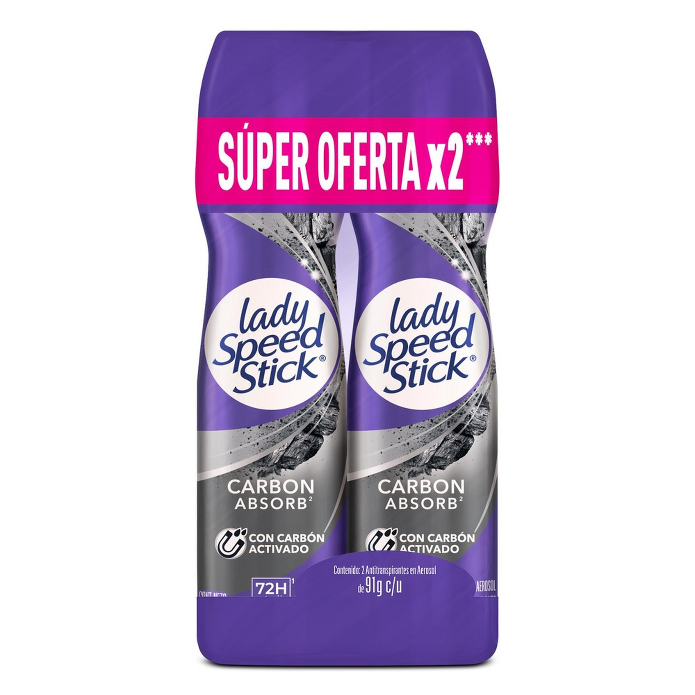 Desodorante Lady Speed Stick Carbon Absorb X 2 Und Aerosol