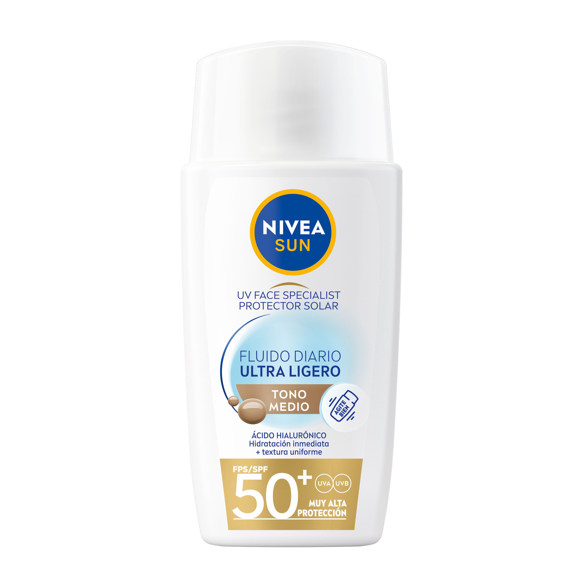 Protector Solar Nivea Sun Fluido Diario Ultra Ligero Tono Medio Fps 50