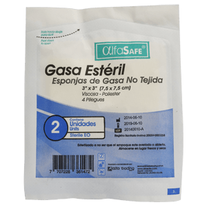 GASA ESTERIL NO TEJIDA ALFASAFE 7.7 X 7.5 CM