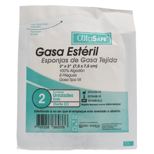 GASA TEJIDA ESTERIL ALFASAFE 7.5X7.5 CM