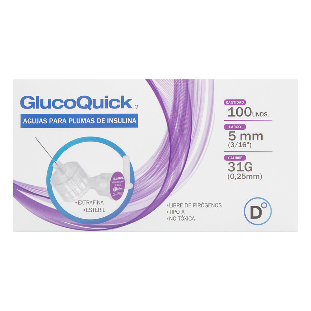 AGUJAS PLUMA INSULINA 31G X5MM GLUCOQUICK VITAL