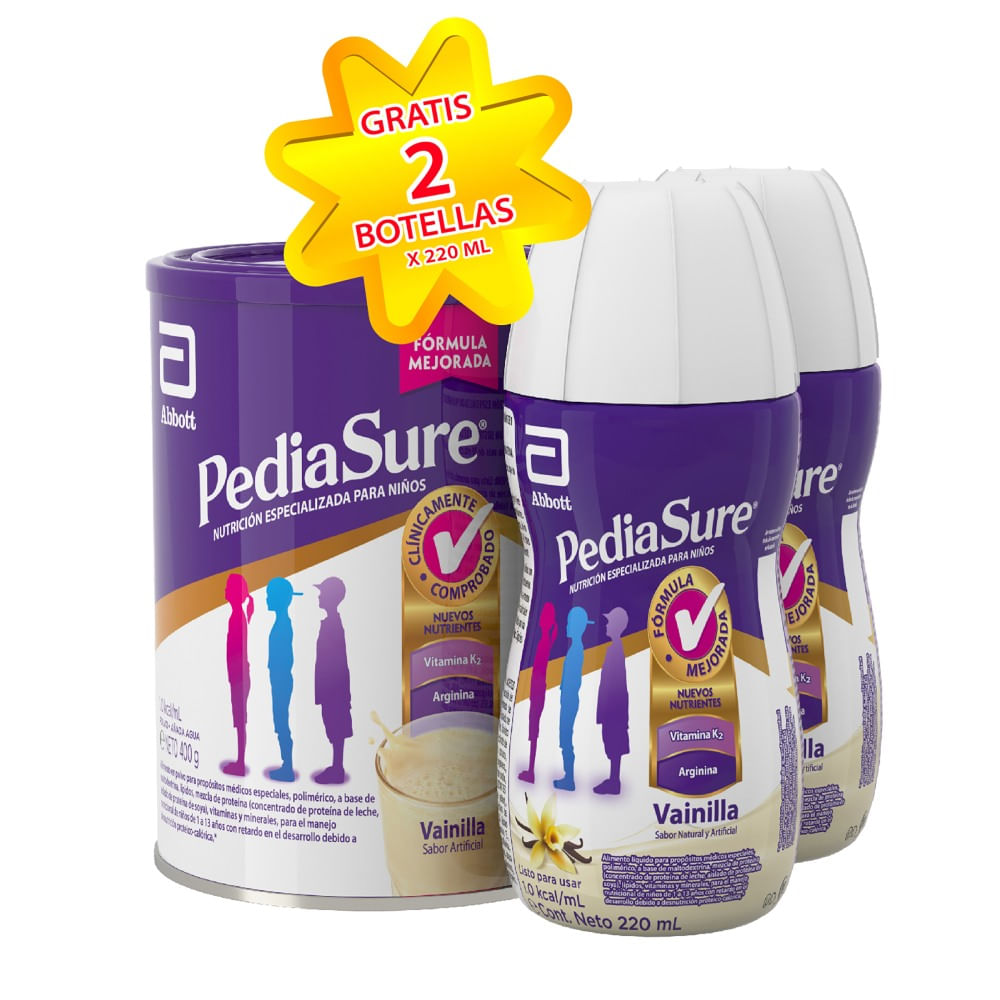 OFERTA PEDIASURE VAINILLA POLVO 400 GR GRATIS 2 PEDIASURE VAINILLA LIQUIDO 220 ML