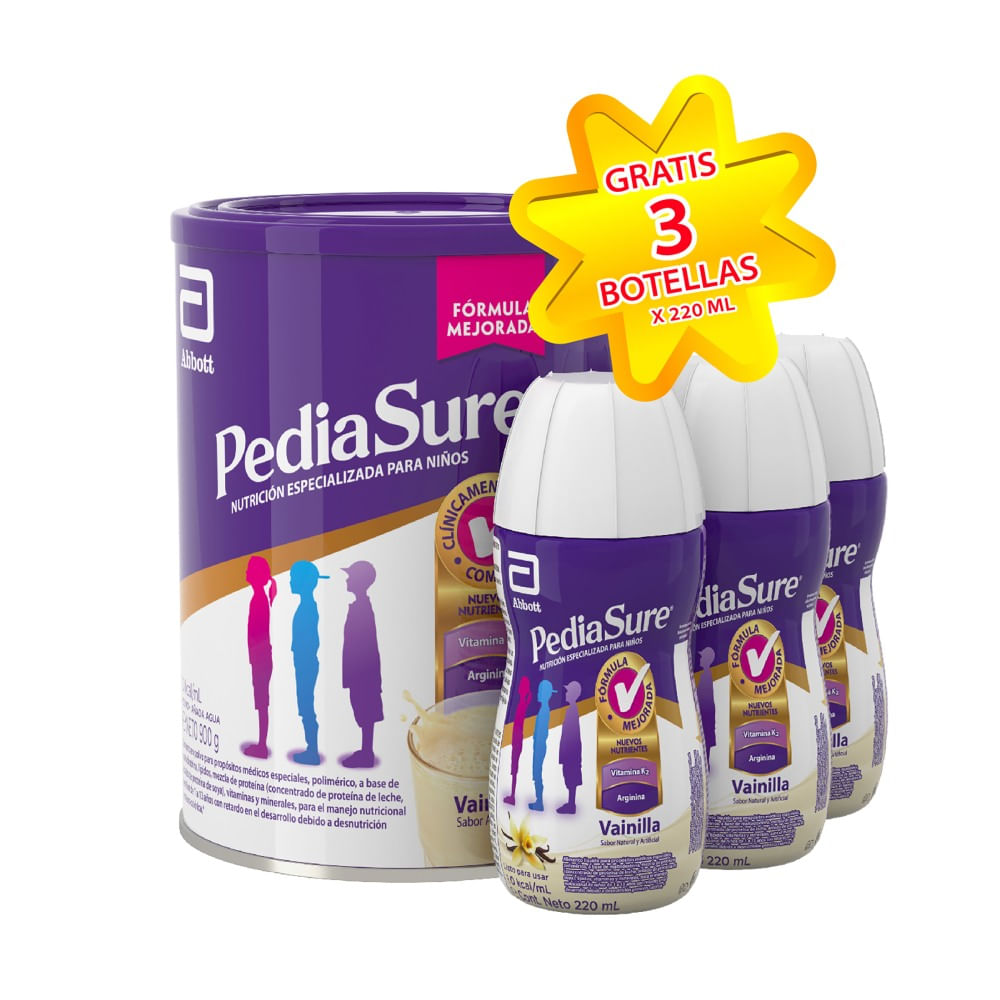 OFERTA PEDIASURE VAINILLA POLVO 900 GR GRATIS 3 PEDIASURE VAINILLA LIQUIDO 220 ML