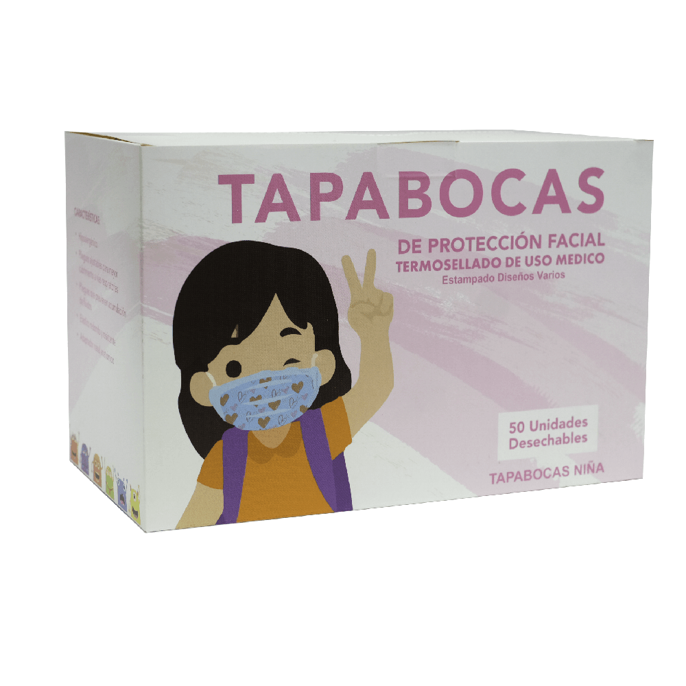 TAPABOCAS TERMOSELLADO MEDICO ESTAMPADO INFANTIL NINA NESD