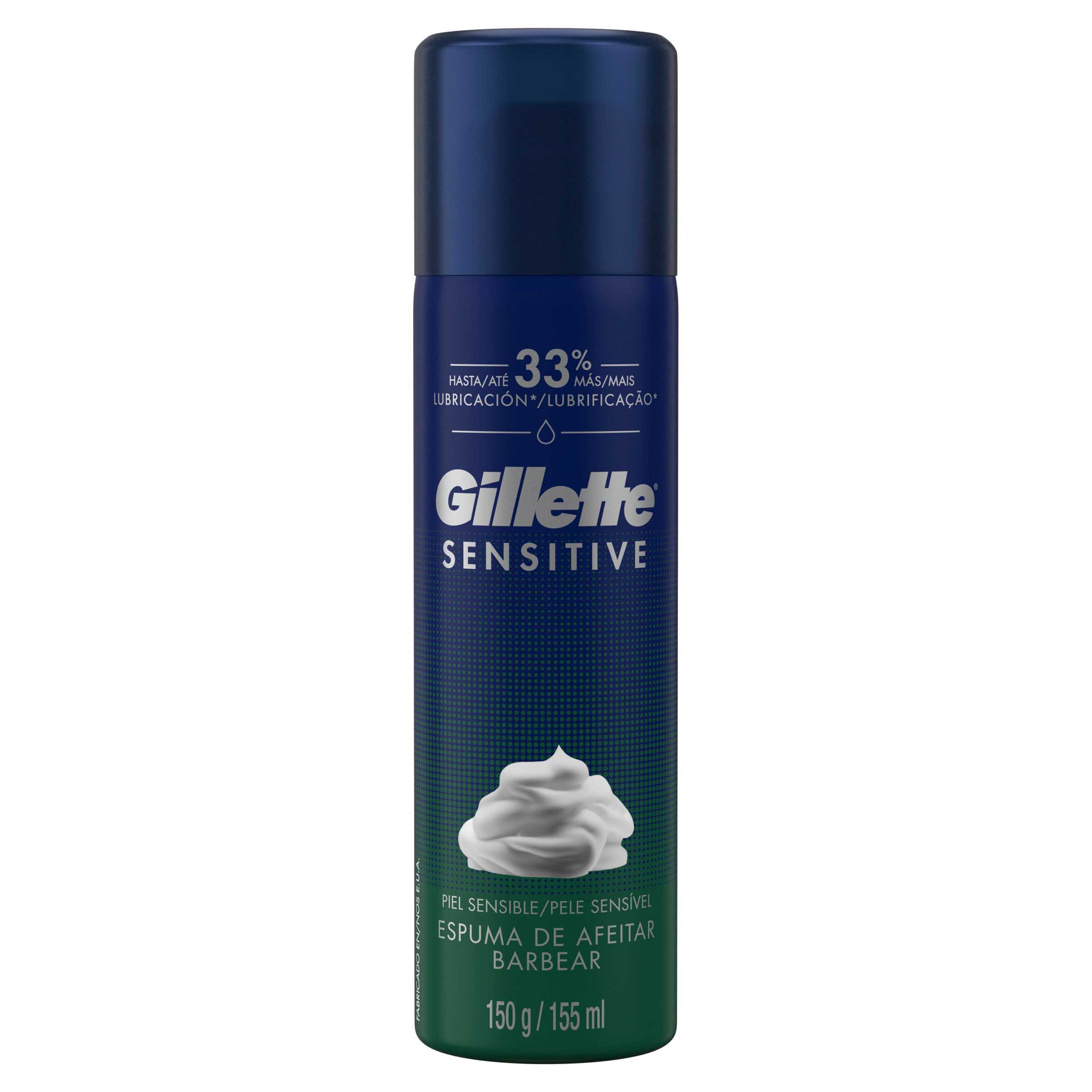 Espuma de Afeitar para Piel Sensible Gillette Sensitive Proteccion y Menos Irritacion al Afeitarte con Maquina de Afeitar para Hombre