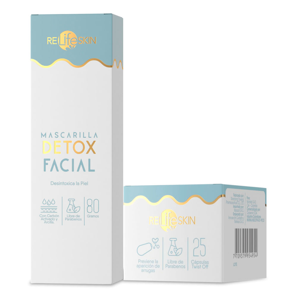 OFERTA RELIFE SKIN MASCARILLA FACIAL CARBON ACTIVADO + PERLAS COLAGENO Y ACIDO HIALURONICO