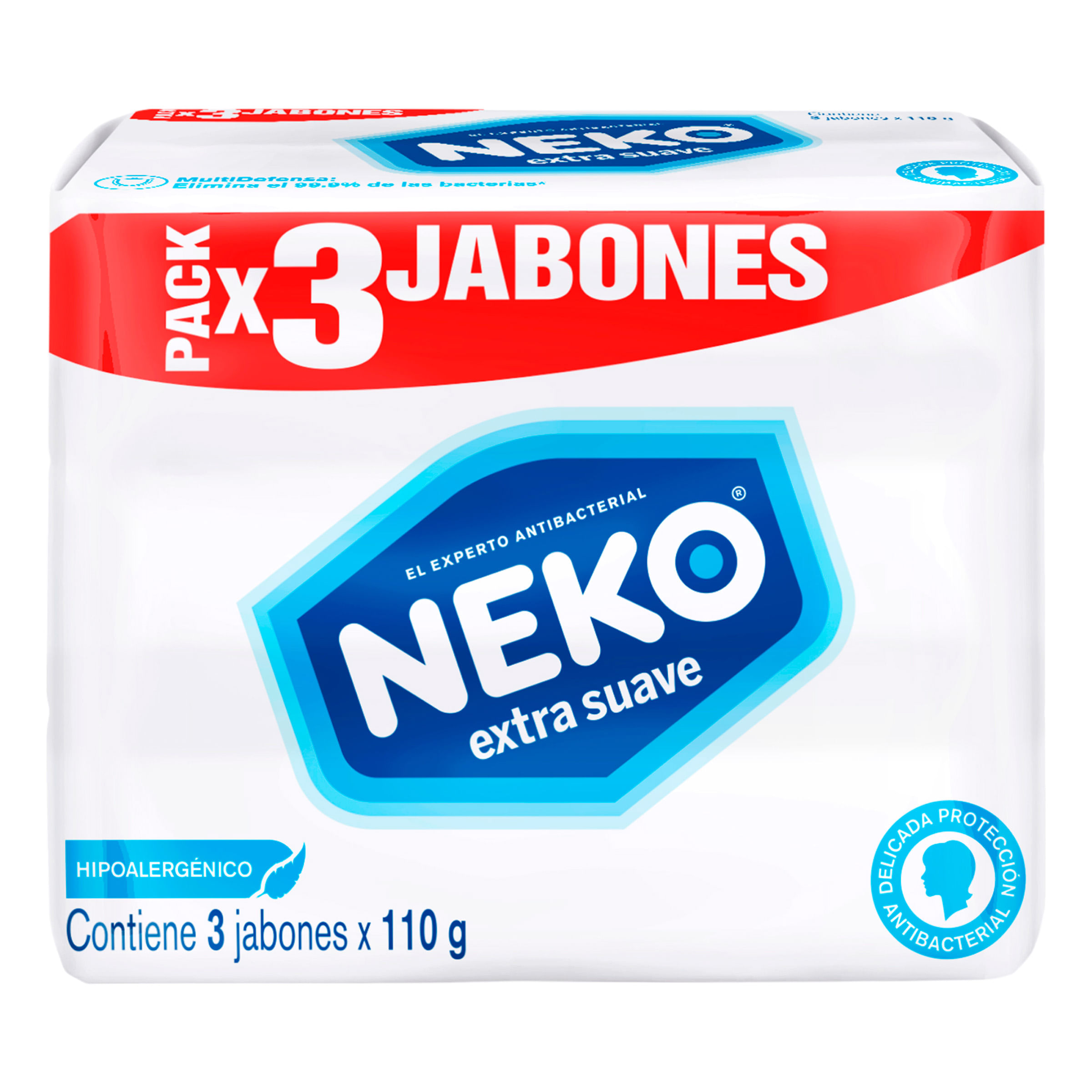 Jabon Antibacterial Neko Extra Suave Pack X 3 Unds