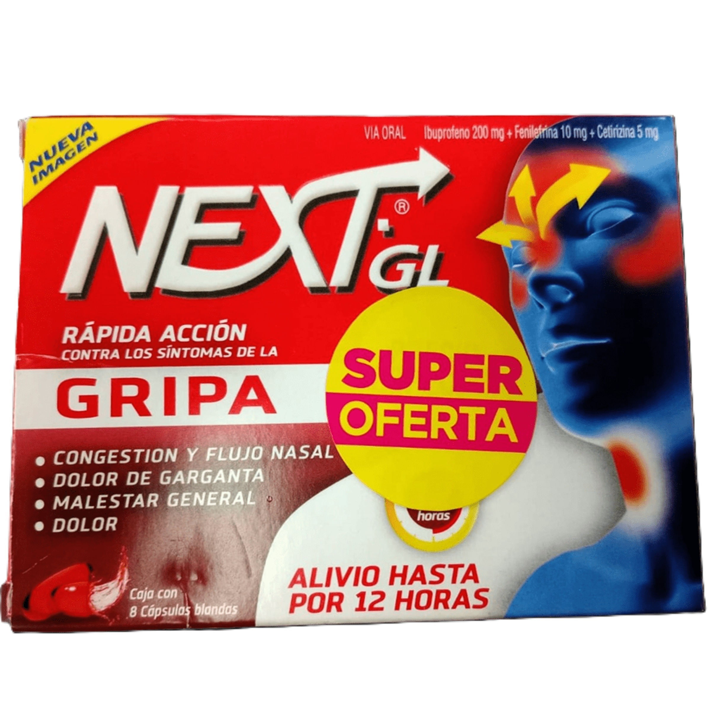 NEXT GL GRIPA (IBUPROFENO + FENILEFRINA+CETIRIZINA) SUPER OFERTA