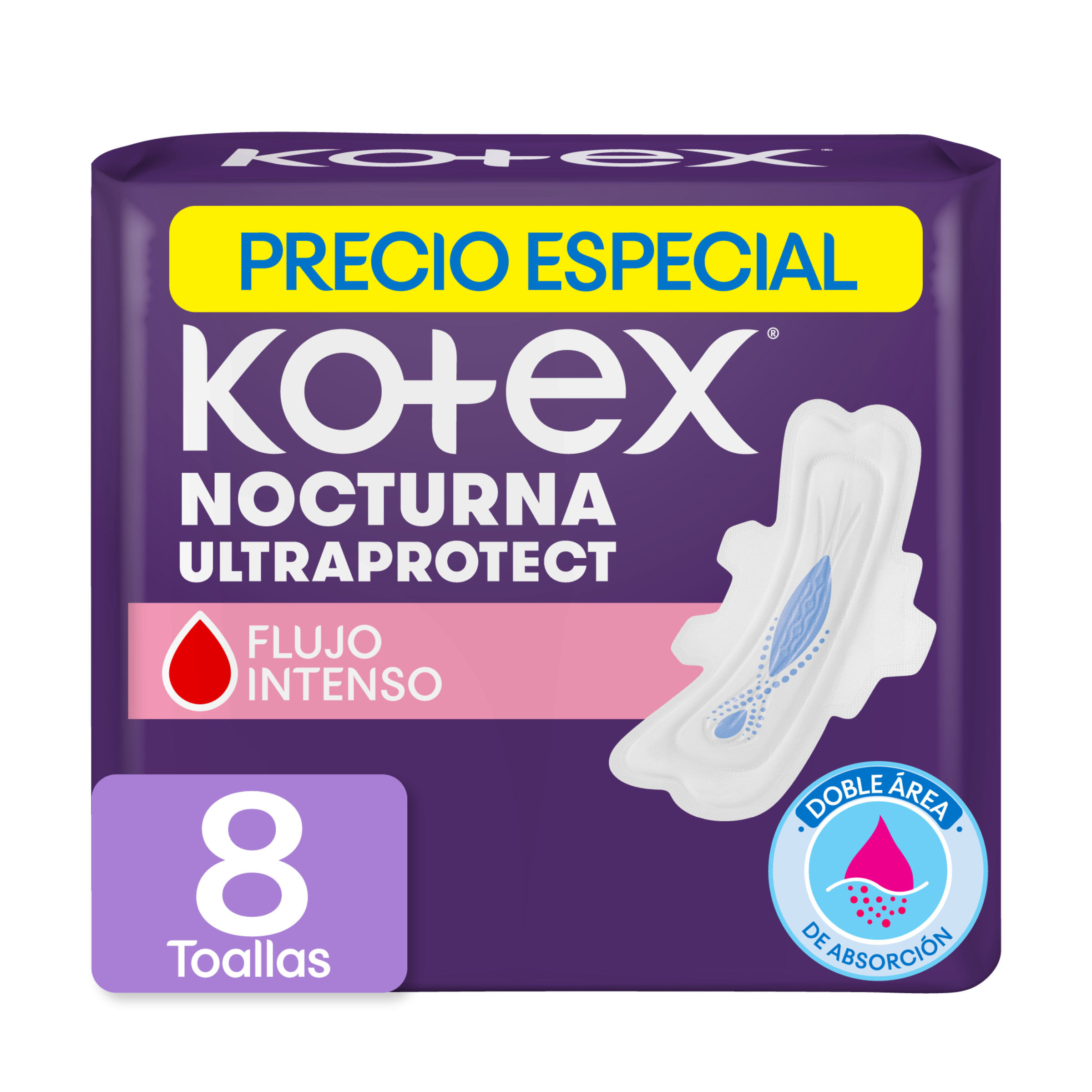 TOALLAS HIGIENICAS KOTEX NOCTURNA CON ALAS
