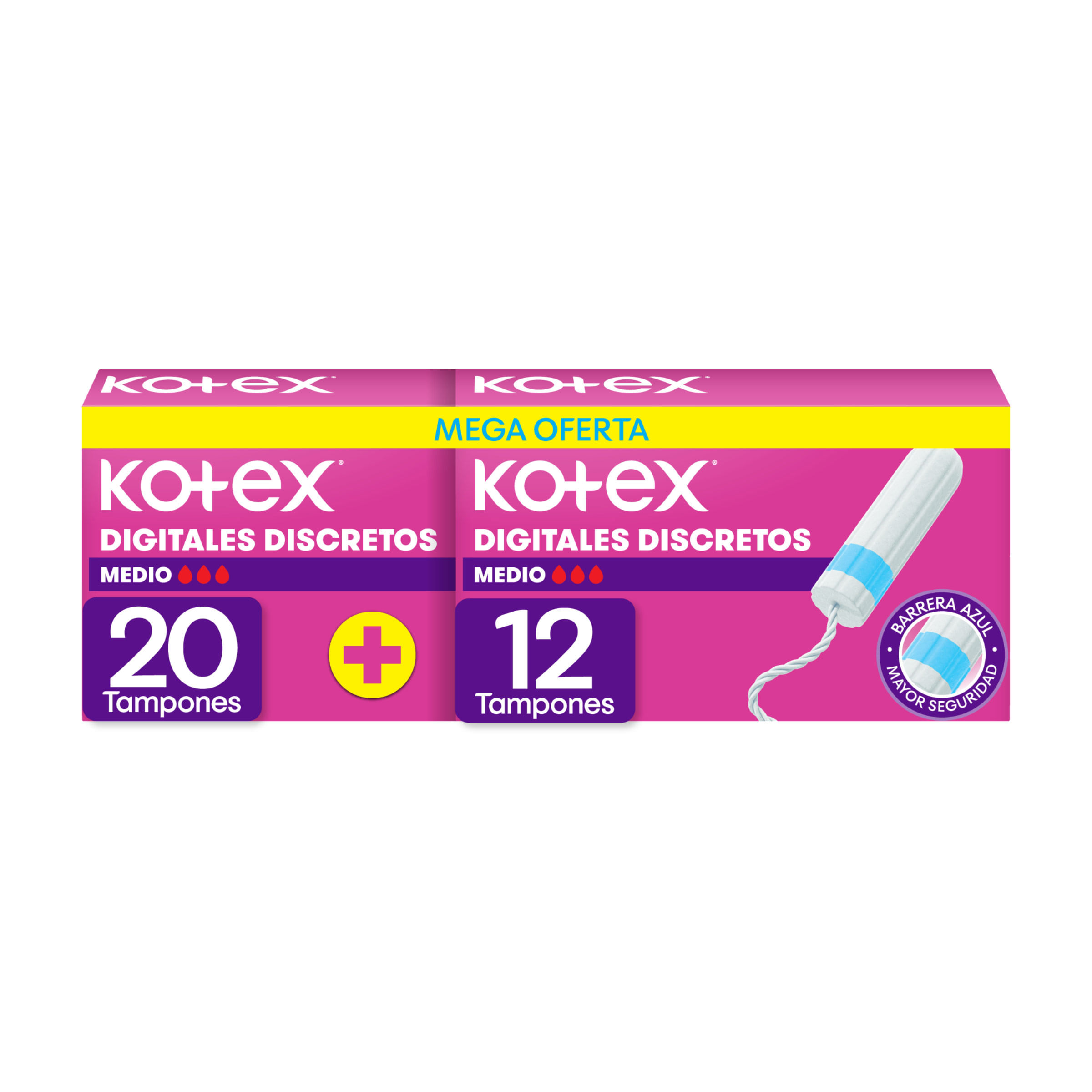 Tampones Kotex Digitales F. Moderado Pague 20 Lleve 32