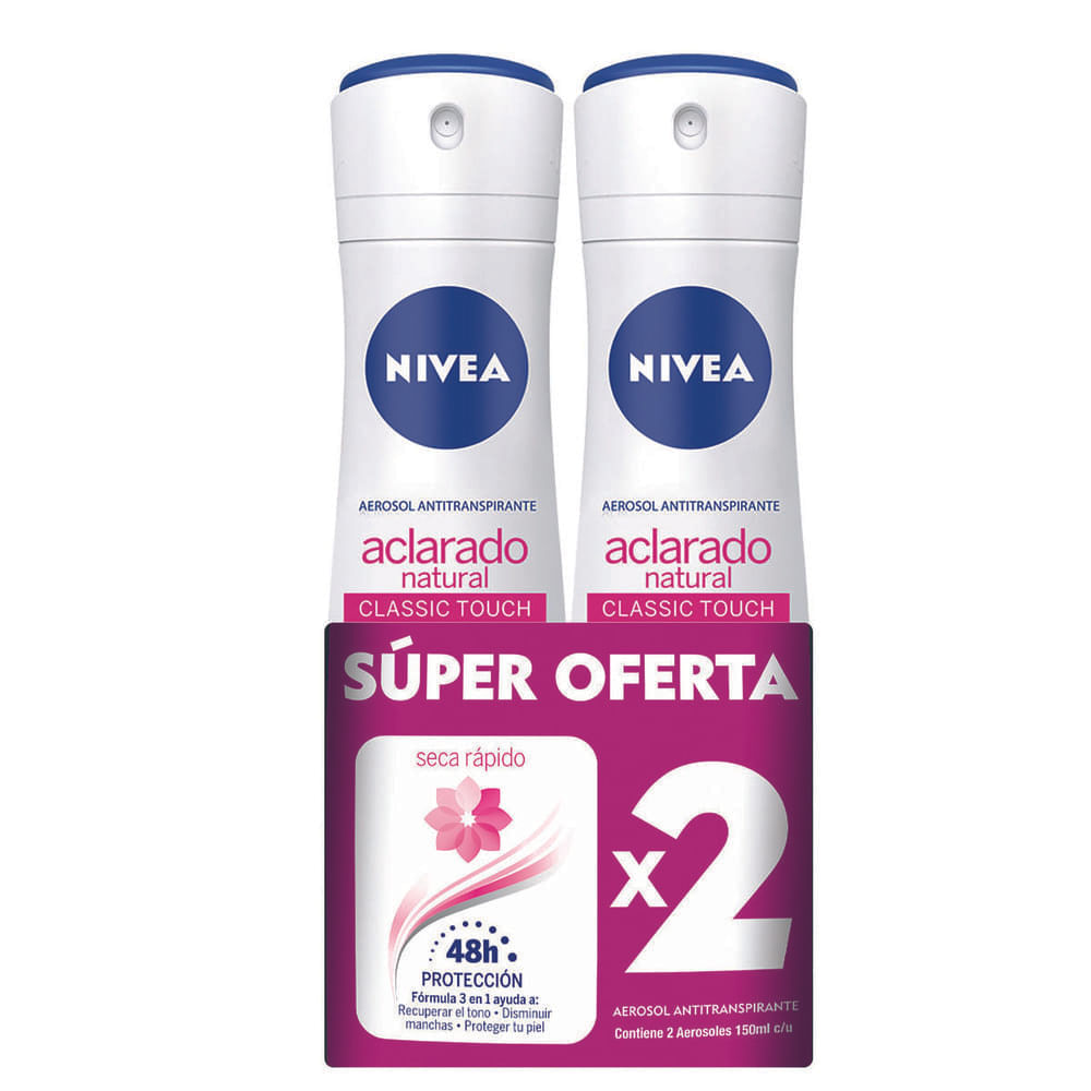 Desodorante Nivea Aclarado Natural Spray X 2 Aerosol