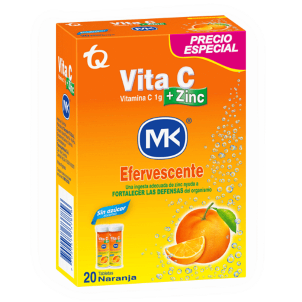 OFERTA VITAMINA VITA C+ZINC MK EFERVESCENTE NARANJA X 2 AHORRE 25%