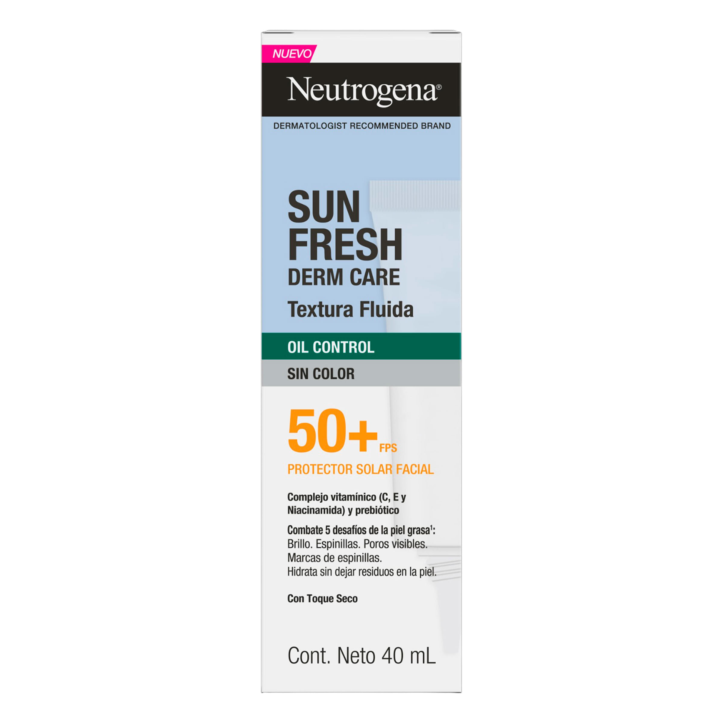 PROTECTOR SOLAR FACIAL NEUTROGENA SUN FRESH DERM CARE OIL CONTROL FLUIDO SIN COLOR