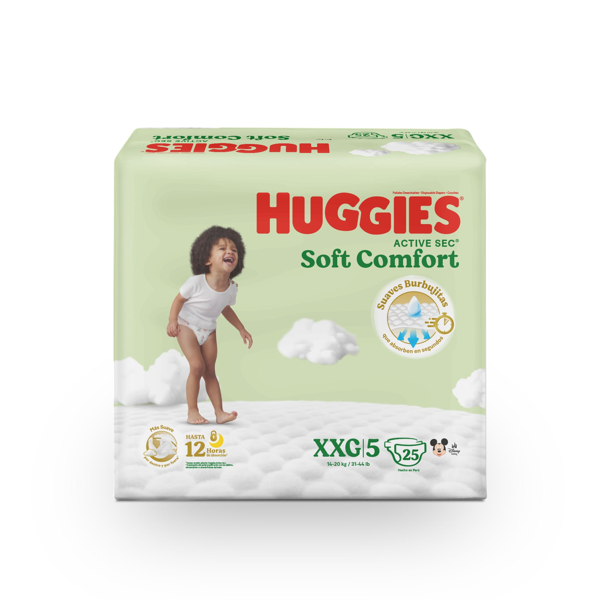 Pañal Huggies Active Sec Soft Comfort Etapa 5/XXG