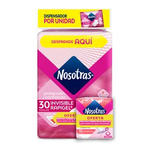 Toallas Higiénicas Nosotras Invisible Rapigel 30 Und