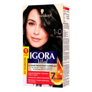 Kit Tinte Igora Vital Coloracion 7 Aceites 1-0 Negro